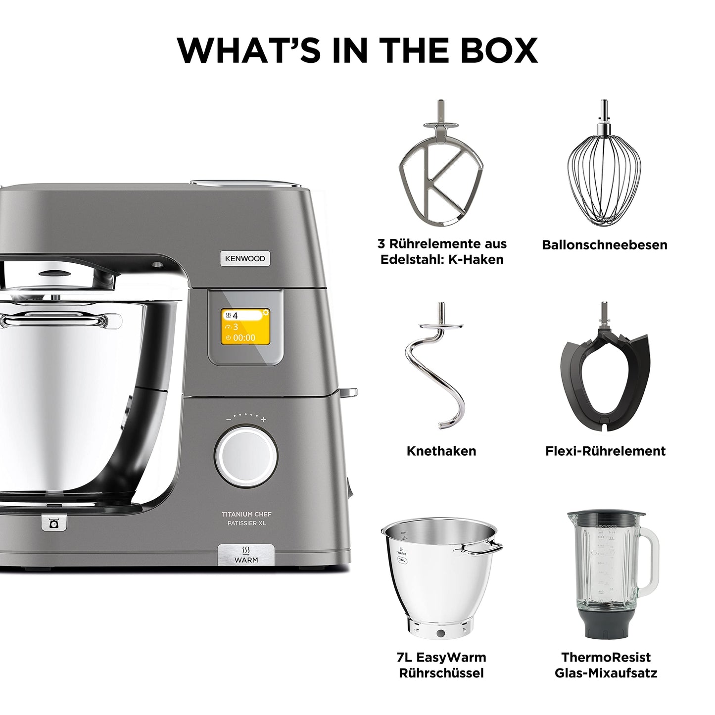 Kenwood Titanium Chef Patissier XL KWL90.034SI (1400 Watt) | Food processor with integrated scale &amp; heating function,