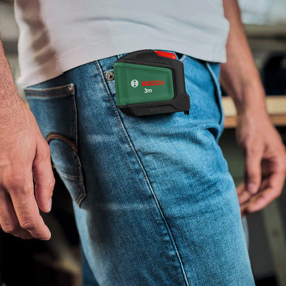 Bosch Maßband (3m) mit Autolock-Funktion | Ergonomisch mit Gürtelclip