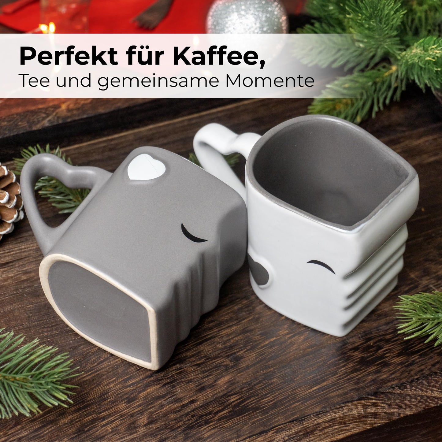 MIAMIO Kissing Ceramic Coffee Mug Set | Gift for Women and Men