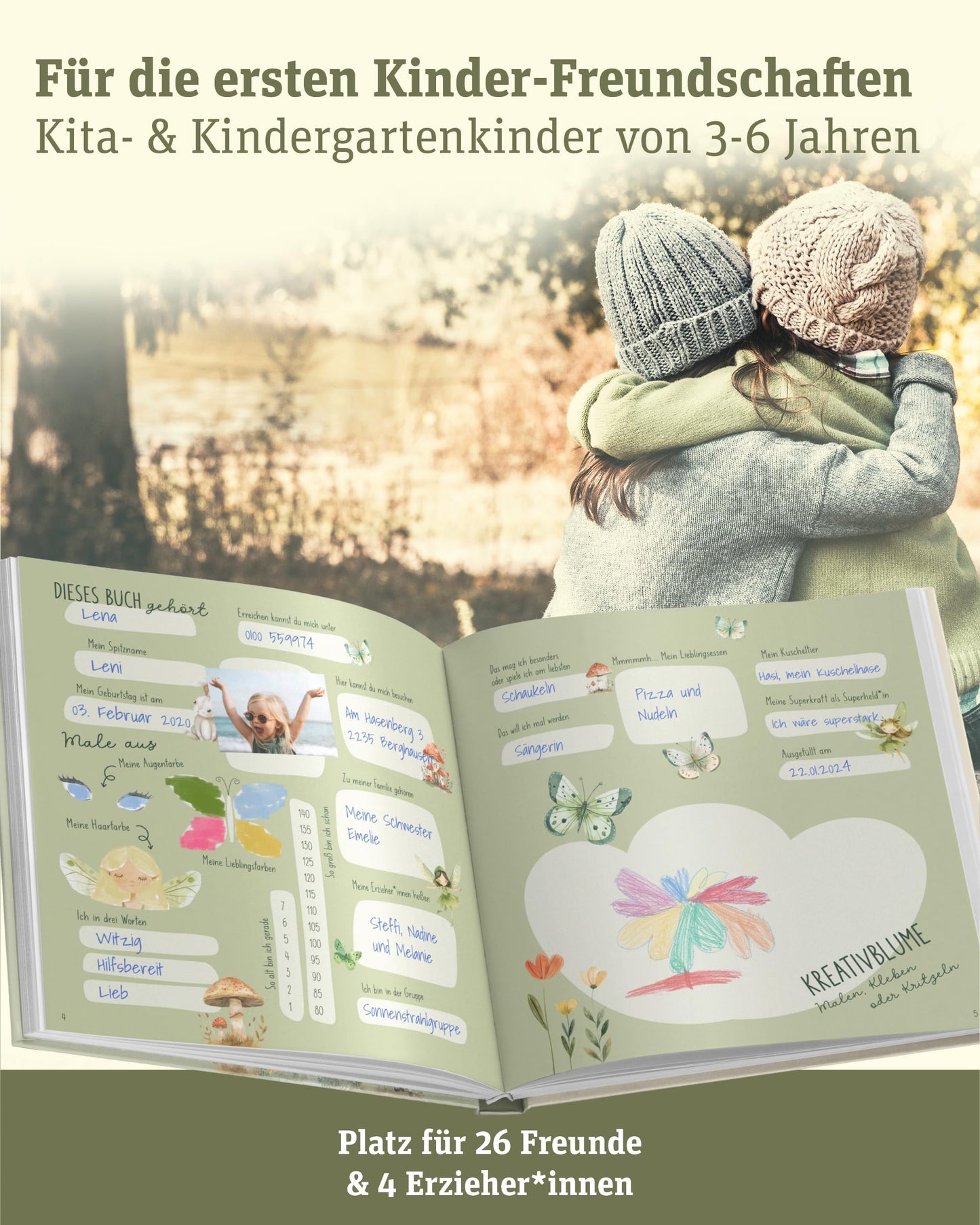 Meine zauberhaften Kindergartenfreunde: Das Freundebuch für Kita-Kinder