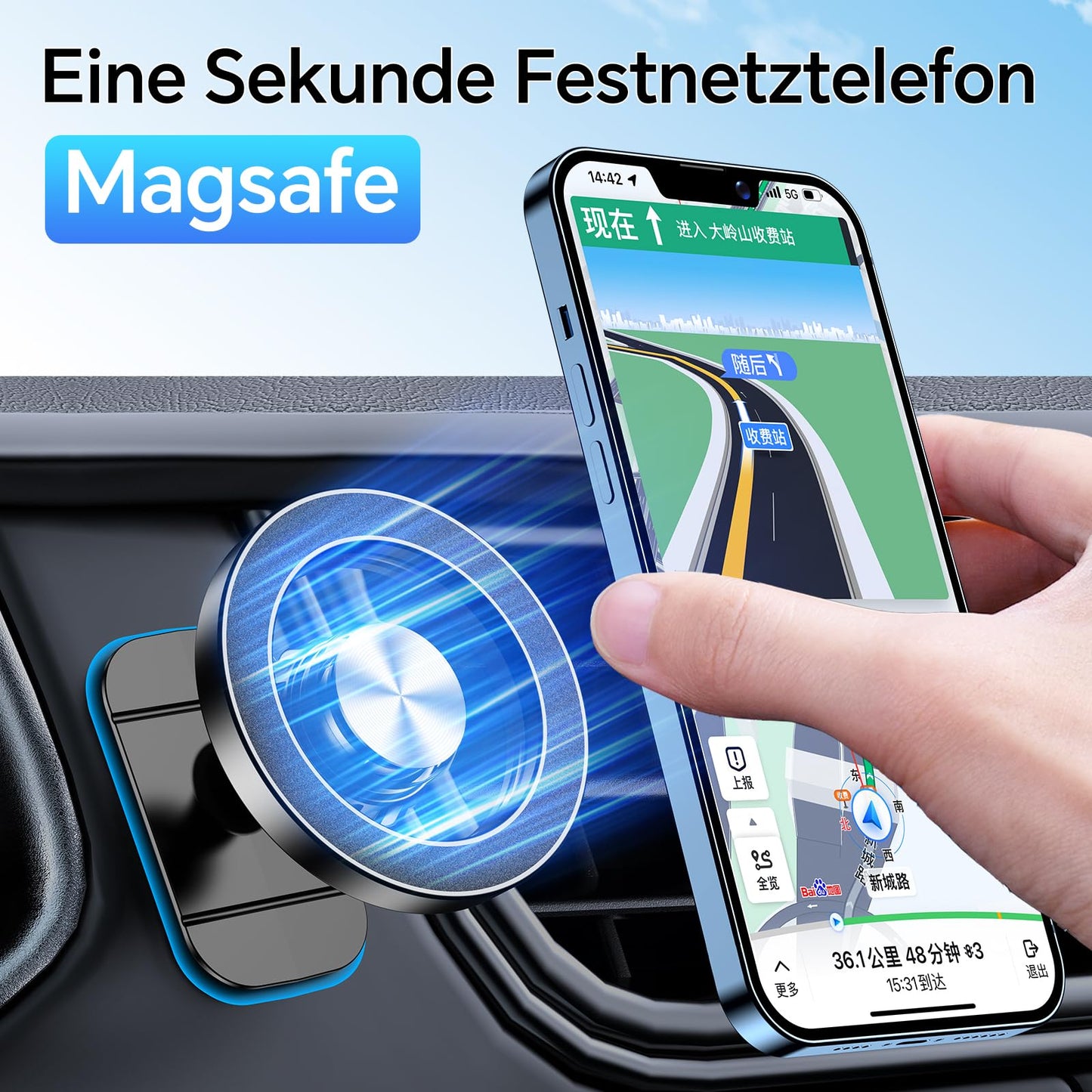 Magsafe Smartphone Autohalterung (20 Starke Magnet, 360° Drehbar)
