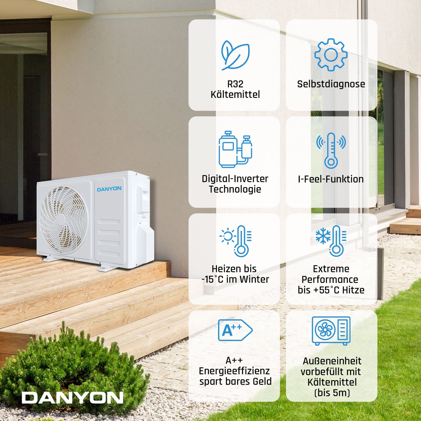 Danyon Multisplit Klimaanlage mit 2 Innengeräte: 18000BTU - 5,2kW - Wifi + APP