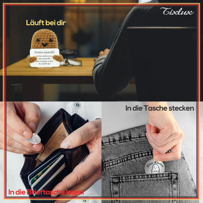 Tixlux Positive Kartoffel: Handgemachte Ermutigungs-Puppe | Silber & Geschenkidee