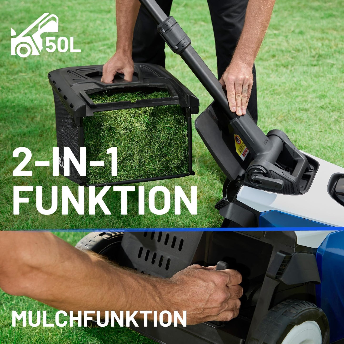 Litheli Easysurge Akku Rasenmäher inkl. 2x4,0Ah Akkus: Selbstfahrend (2,2-4,7 km/h), Bürstenloser Motor