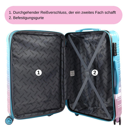BLADE Hartschalen Reisekoffer-Set (3-teilig) mit TSA Schloss: Erweiterbar (Blau-Pink)