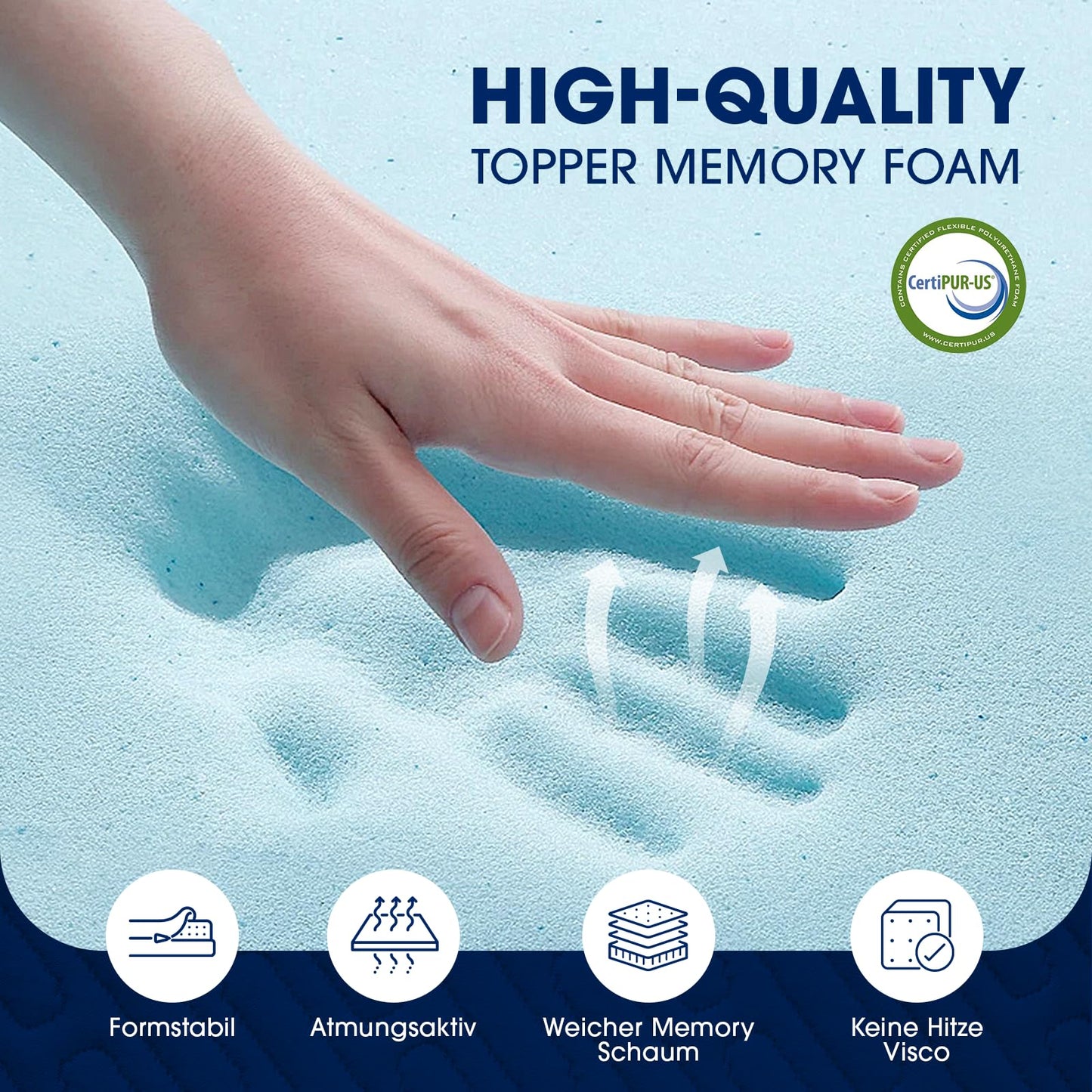 DOPEDIO Matratzentopper | Ergonomischer Memoryschaum-Topper mit Bambus-Bezug