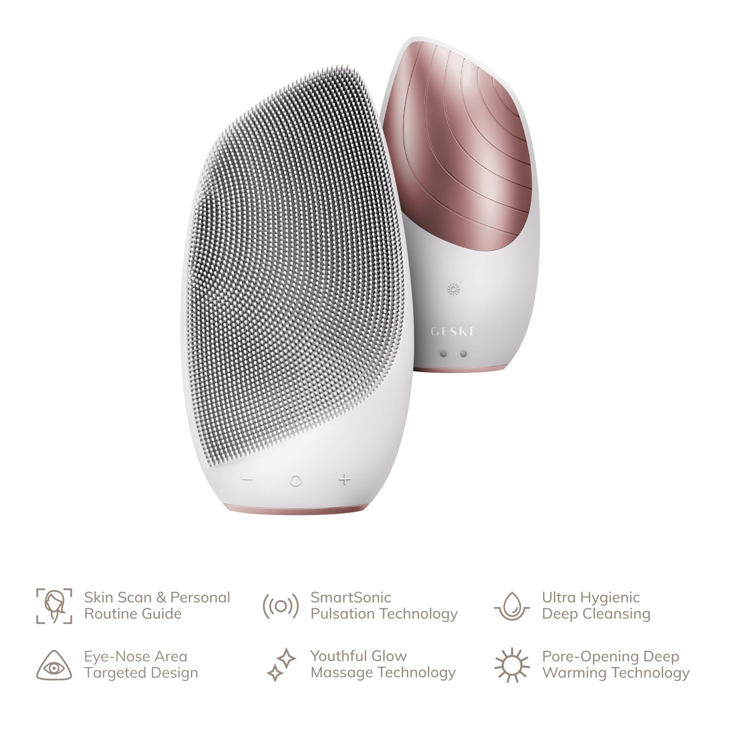GESKE | SmartAppGuided™ Sonic Thermo Facial Brush | 6 in 1 + GESKE Hydrating Cleanser | Set mit passender Kosmetik-Zugabe | Beauty Bundle