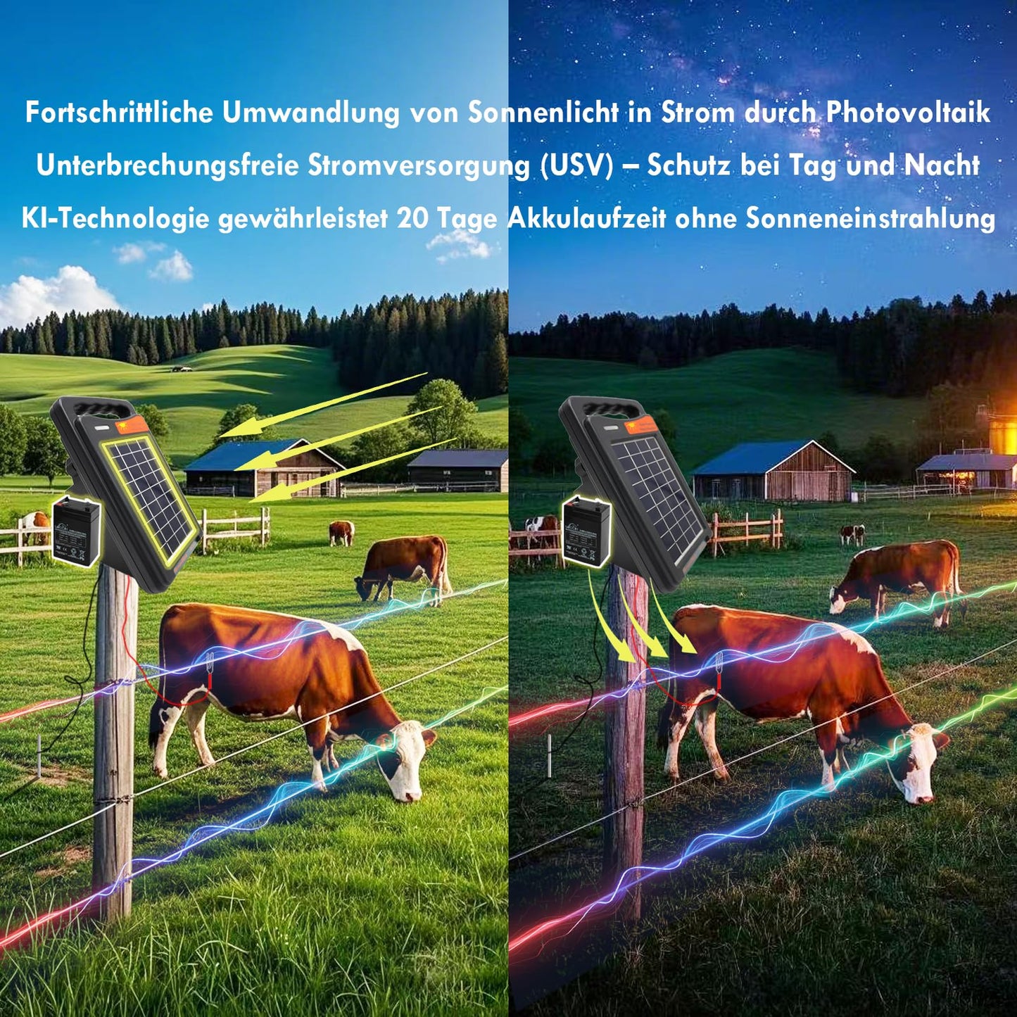 FenceMate Tragbares Weidezaungerät Solar mit einem Output von 0,15J für bis zu 2km