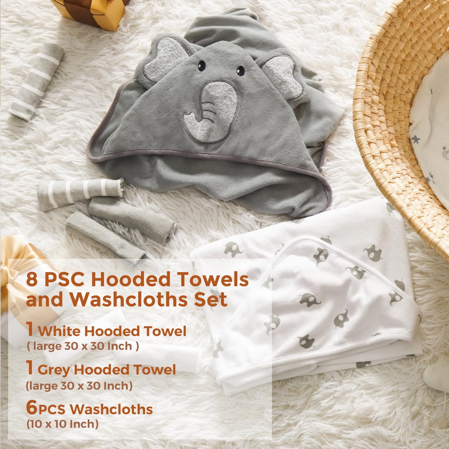 momcozy 8-piece baby hooded towel &amp; washcloth set: Soft, absorbent and gentle