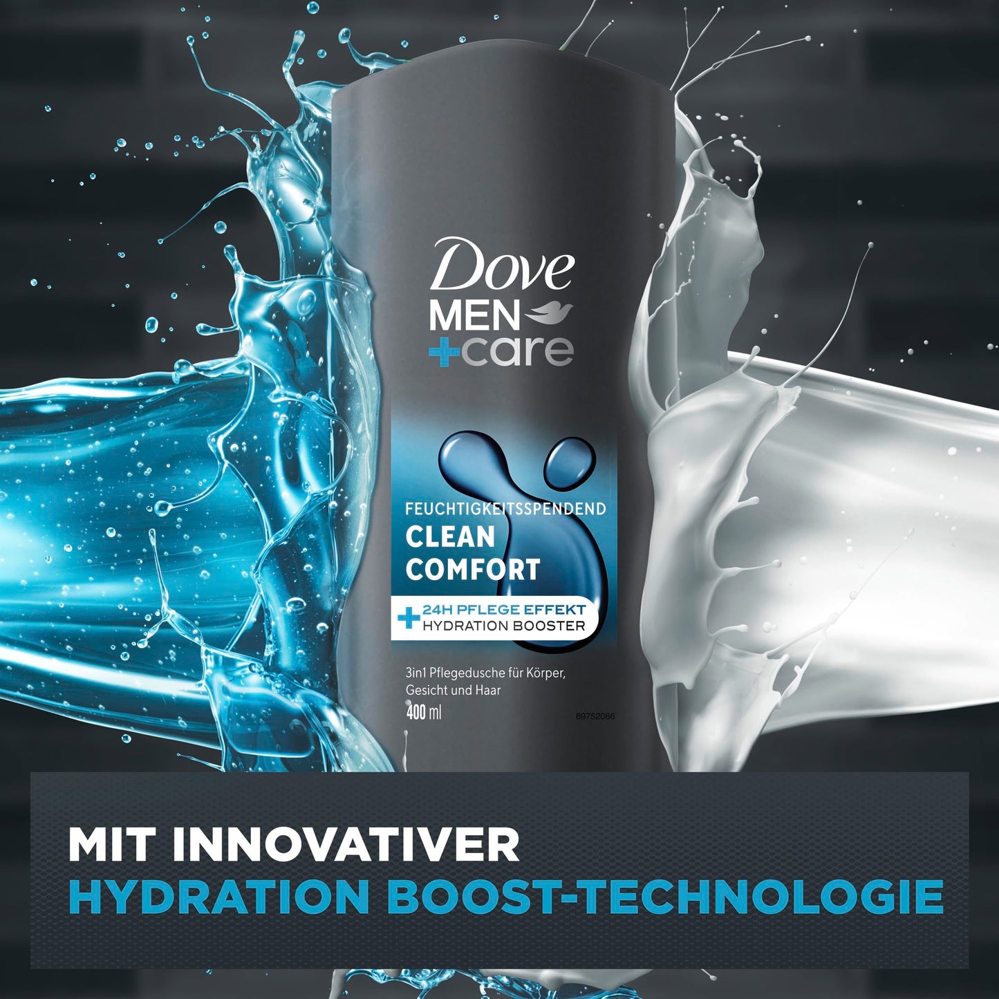 Dove Men+Care 3-in-1 Shower Gel 'Clean Comfort' Shower Gel for Body, Face and Hair (6x400ml)