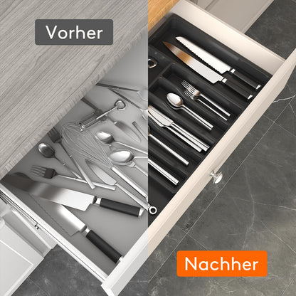 LIFEWIT Adjustable Cutlery Tray for Kitchen Drawers Made of Plastic