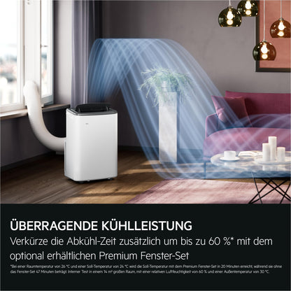 AEG Comfort 6000 Mobiles Klimagerät (AXP26U339CW): LED-Display,Touch-Bedienung, App-Steuerung