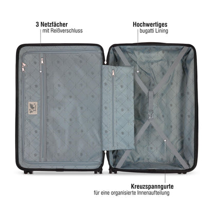 BUGATTI Hartschalen Reisekoffer 'Pure L' aus recyceltem PET (79 Liter): Schwarz
