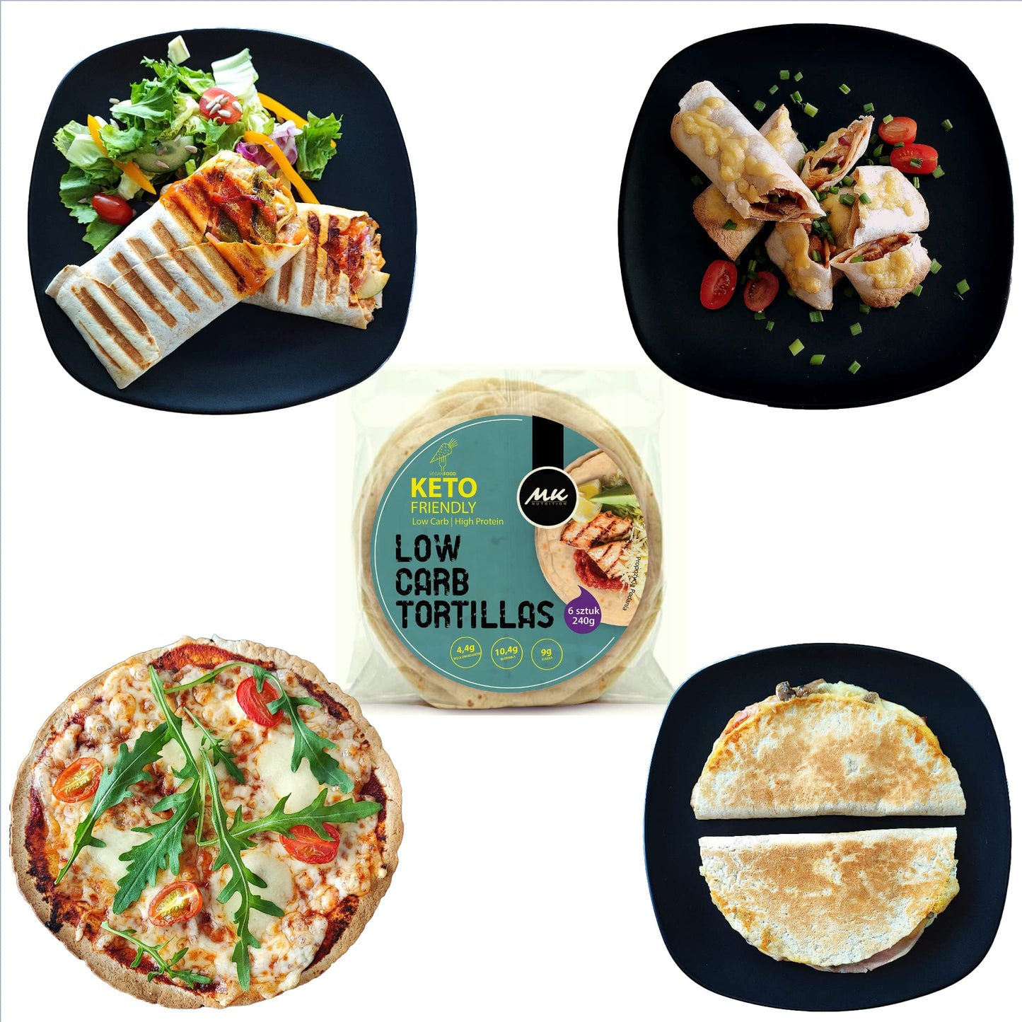 KETO Wrap: LOW CARB Tortilla (4,4g Carbs, 9g Protein) | 6 Stück (240g)
