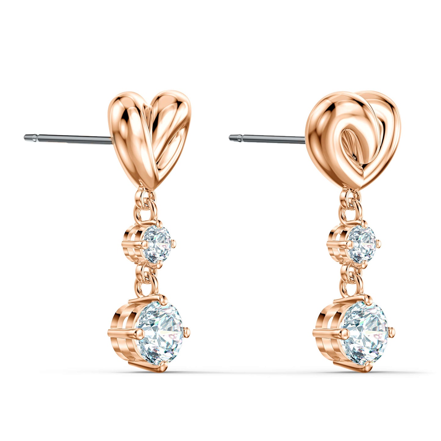 Swarovski 'Lifelong Heart' Drop Earrings: Sparkling with rose gold alloy layer