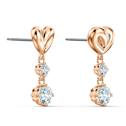 Swarovski 'Lifelong Heart' Drop Earrings: Sparkling with rose gold alloy layer