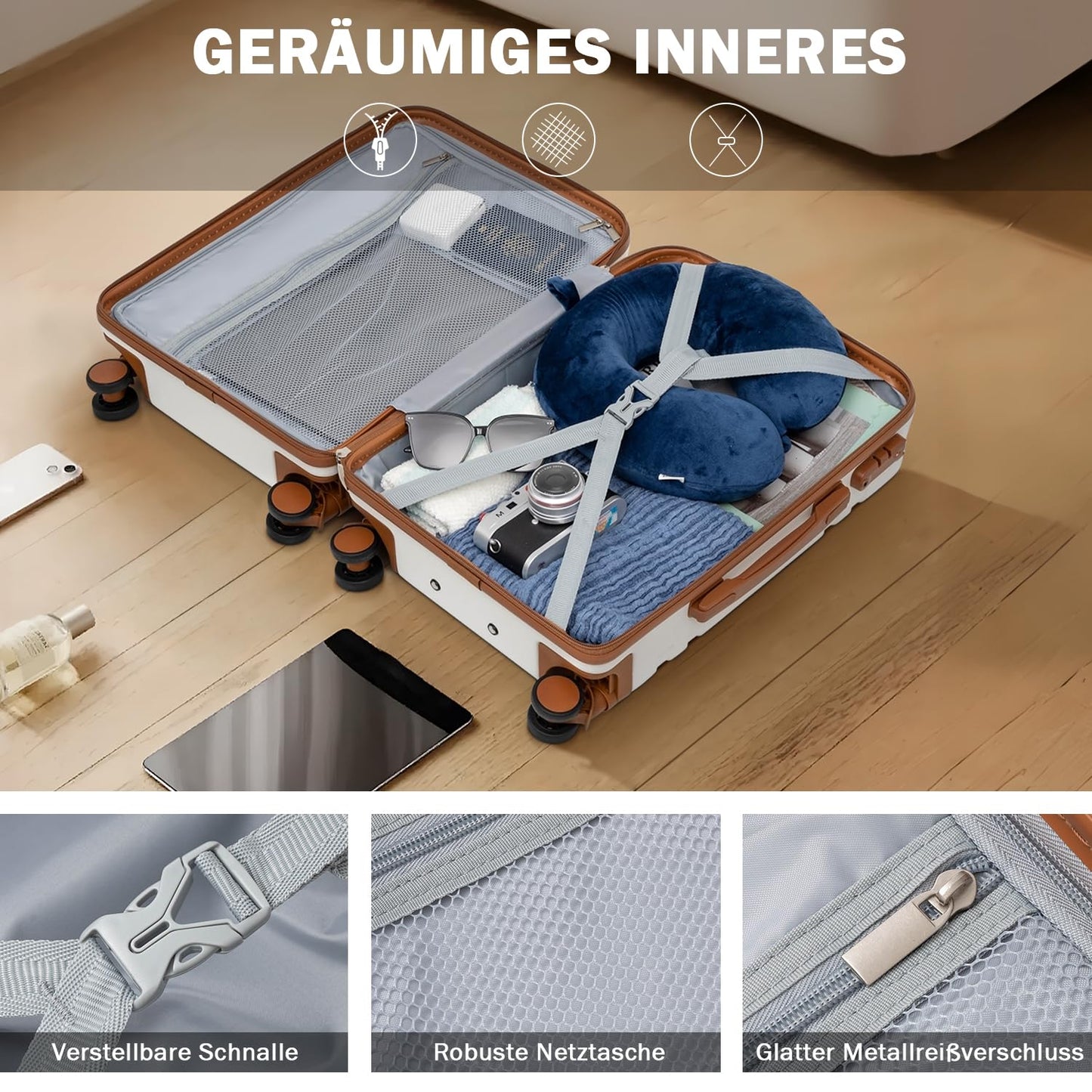 COOLIFE Hartschalen Reisekoffer-Set (3-teilig) mit TSA-Schloss & Teleskopgriff (Dunkelgrün)