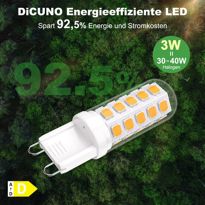 DiCUNO G9 LED-Leuchtmittel 3W (Warmweiß 2700K): Nicht Dimmbar - 6er Pack
