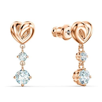 Swarovski 'Lifelong Heart' Drop Earrings: Sparkling with rose gold alloy layer