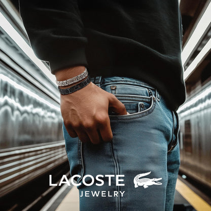 Lacoste 'METROPOLE' stainless steel bracelet for men decorated with petit piqué pattern