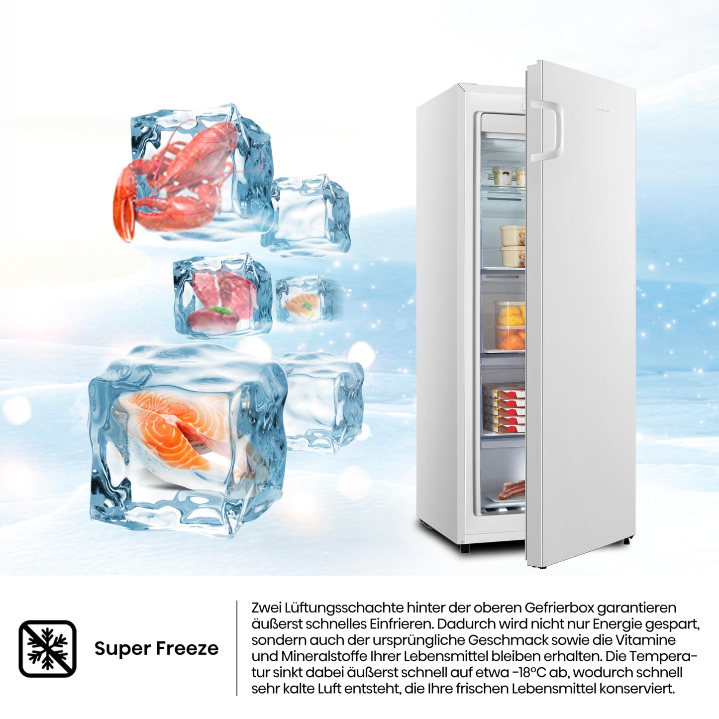 Hisense (FV191N4AW2) Gefrierschrank - TotalNoFrost - Türalarm - Multiflow 360° | 205kWh