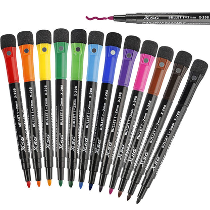 Whiteboard Marker-Stifte mit Schwamm (12er Pack): Trocken Abwischbar