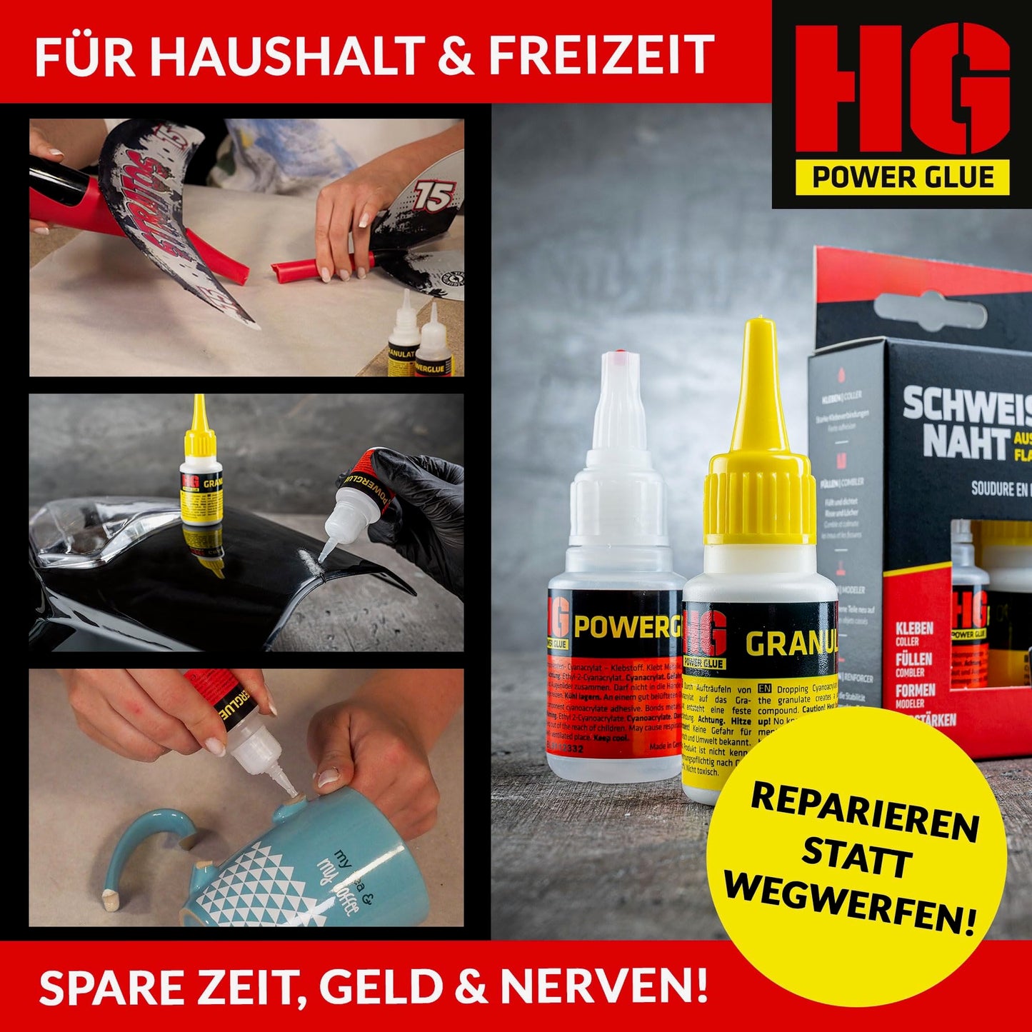 SCHWEISSNAHT aus der Flasche Sekundenkleber by HG Power Glue-MINIS | Extra-Stark