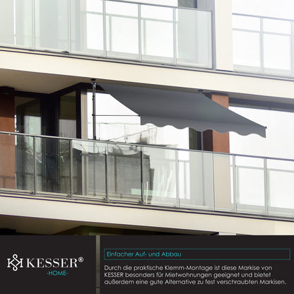 KESSER® Sonnenschutz Klemmmarkise für Balkon & etc. | Höhenverstellbar ohne Bohren (Anthrazit)