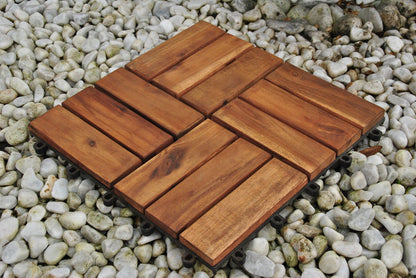 SAM 11 pieces for 1m² wooden tiles (30x30cm): Solid acacia wood + oiled | Balcony - Terrace - Click tiles