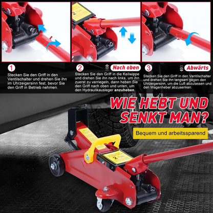 Hydraulik-Wagenheber mit hydraulischer Kolben-Schnellhubpumpe | 1.5 Tonnen Kapazität