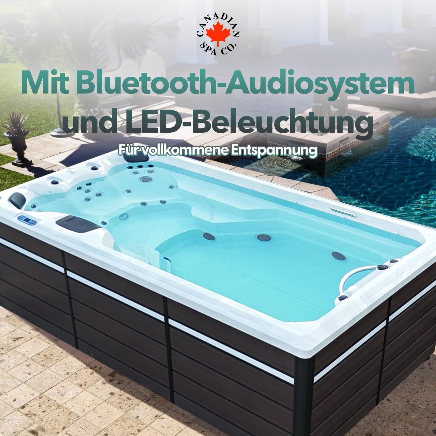 CANADIAN SPA CO. 2025 St. Lawrence Swim Spa (4m) Outdoor Whirlpool for 5 people: LED, music system