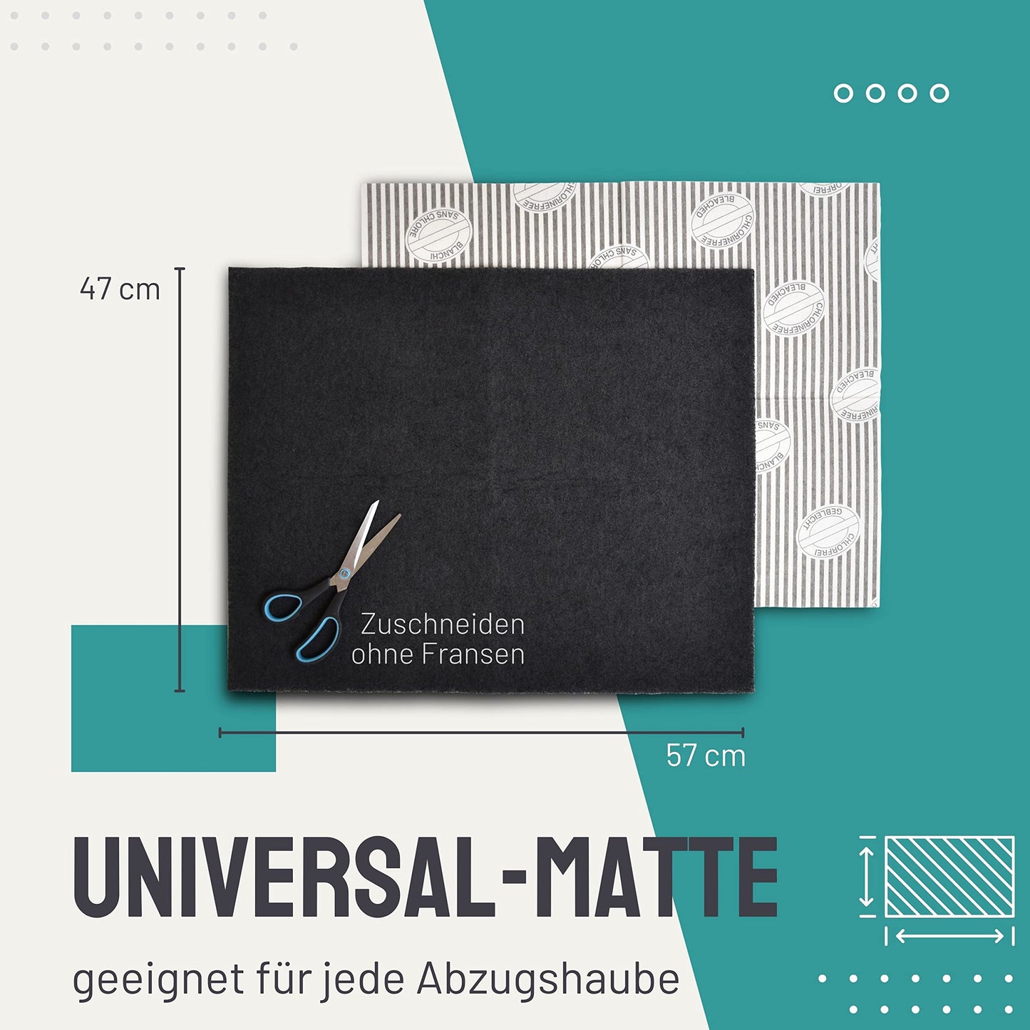 FilterBase® Aktivkohlefilter für Dunstabzugshaube (2er Pack - 57x47cm): Filtermatte zuschneidbar