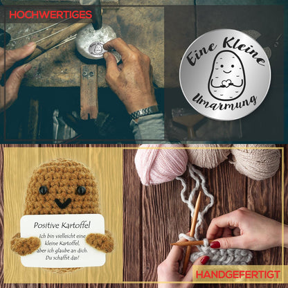 Tixlux Positive Kartoffel: Handgemachte Ermutigungs-Puppe | Silber & Geschenkidee