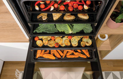 Gorenje Heißluft-Einbauherd-Set Inox (77L BigSpace): Glaskeramikkochfeld, AquaClea, PizzaMode, AirFry