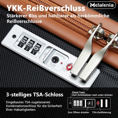MELALENIA hard-shell travel suitcase set (7 pieces): Super-light, TSA lock | Black