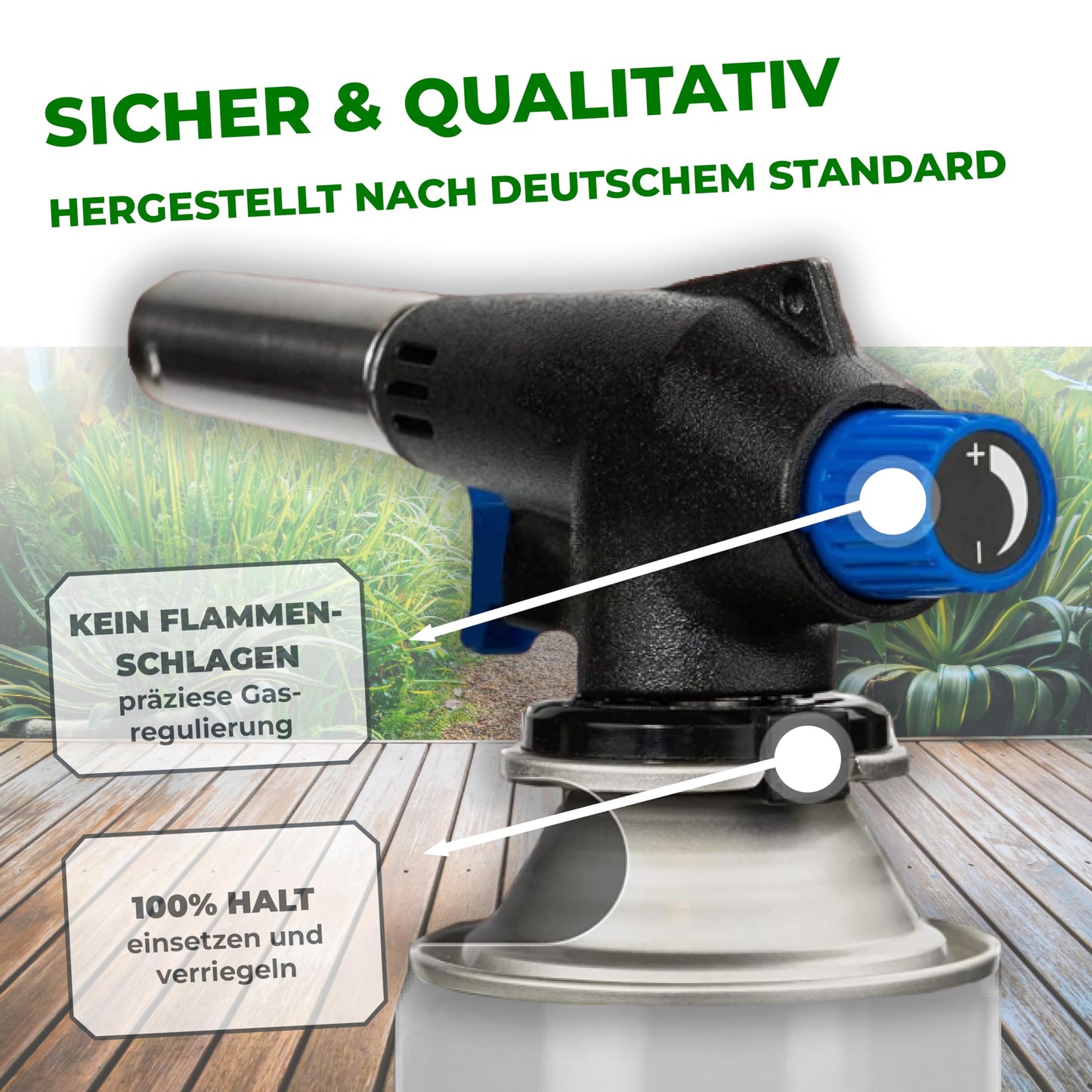 STAHLMANN® Gasbrenner mit Kartusche (8x227g): Flambierbrenner max. 1300°C Temperatur