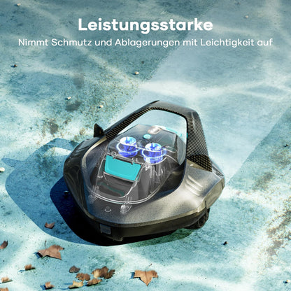 AIPER Cordless Pool Vacuum with Battery (90 min. Runtime): LED indicators, dual drive