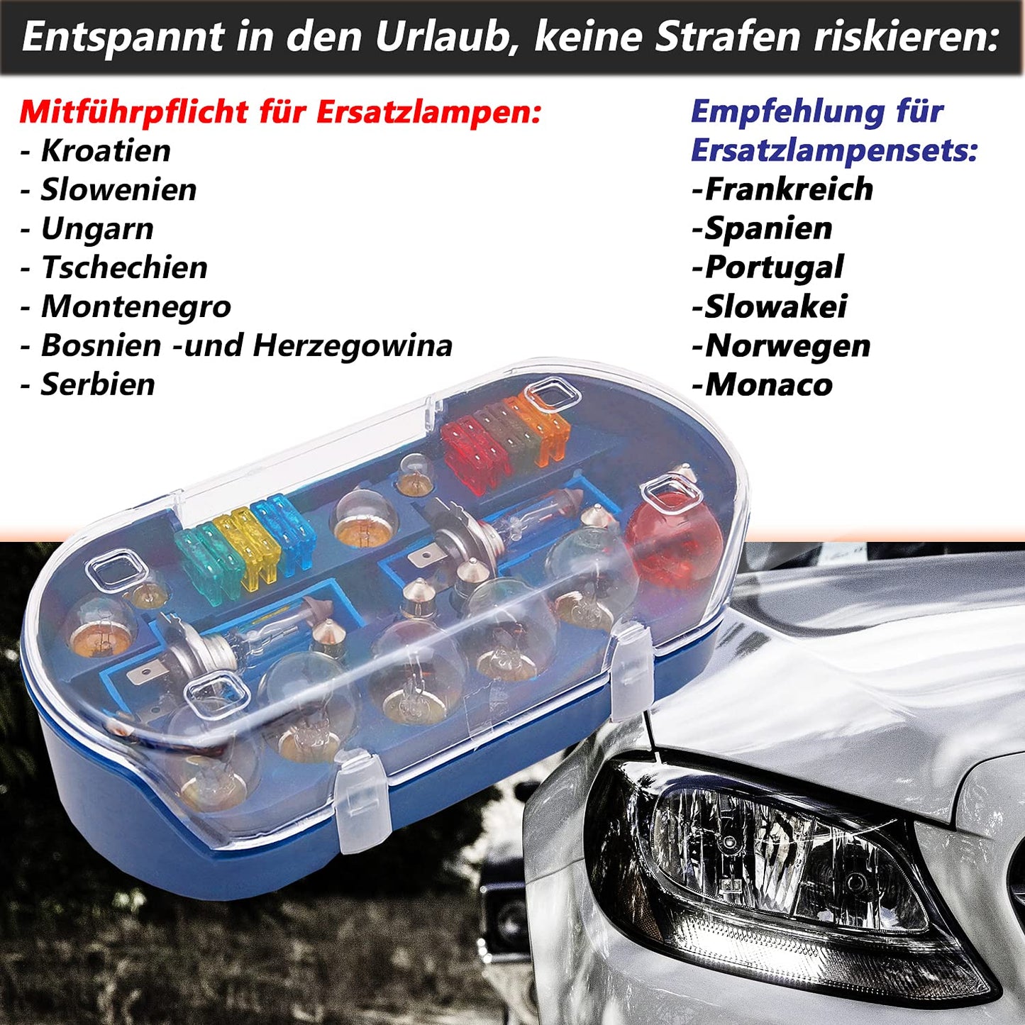 bemiX Auto Ersatzlampen-Set H7 30-tlg mit Autosicherungen im Ordnungsbox