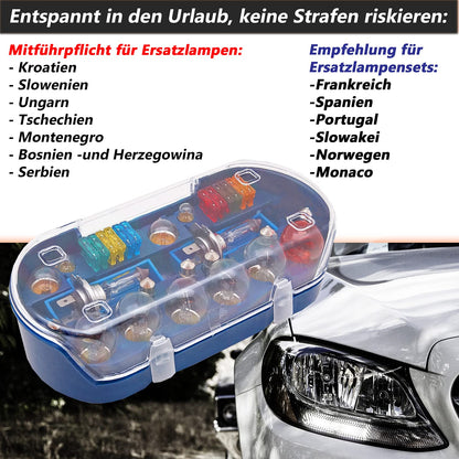 bemiX Auto Ersatzlampen-Set H7 30-tlg mit Autosicherungen im Ordnungsbox