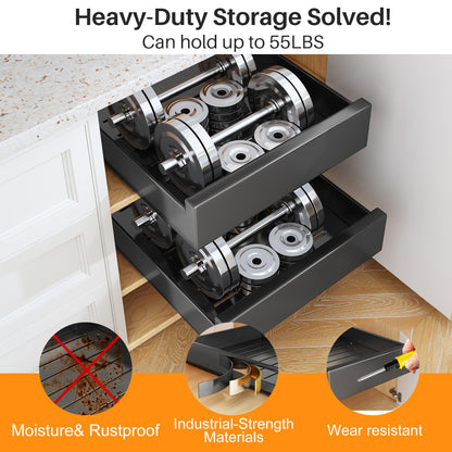 Extendable telescopic drawer storage shelf (43x40x9cm): No drilling or nailing