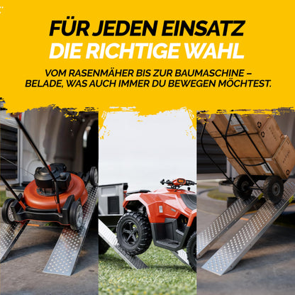 MONZANA® 2x Auffahrrampe: 400kg Tragfähigkeit aus galvanisierter Stahl (160x22,5x4,5cm)