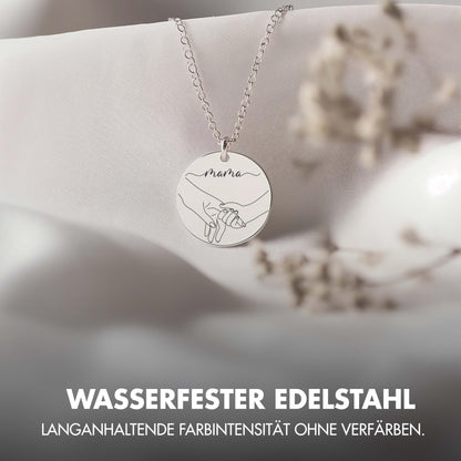 Personalisierte Initialen Kette für Mütter mit Gravur & zwei runden Anhängern in Rosegold, Gold und Silber