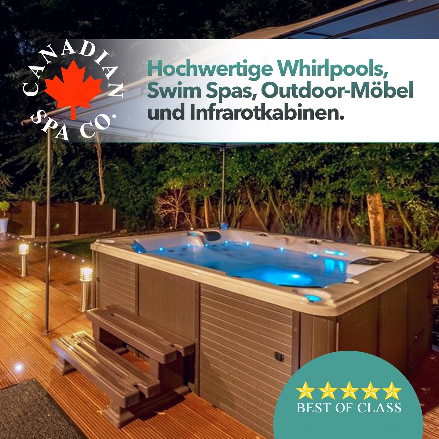 CANADIAN SPA CO. 2025 St. Lawrence Swim Spa (4m) Outdoor Whirlpool for 5 people: LED, music system