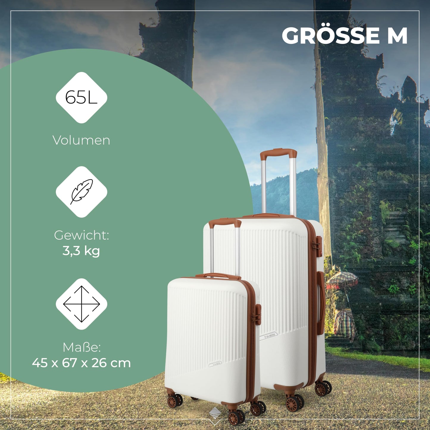TRAVELITE 'Bali' hard-shell travel suitcase set (3 pieces): TSA combination lock 