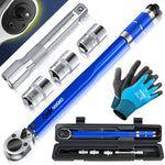 MASKO® Drehmomentschlüssel (6-teilig): 40-210Nm 1/2' CV inkl. 3 Stecknüsse + Montagehandschuhe Koffer