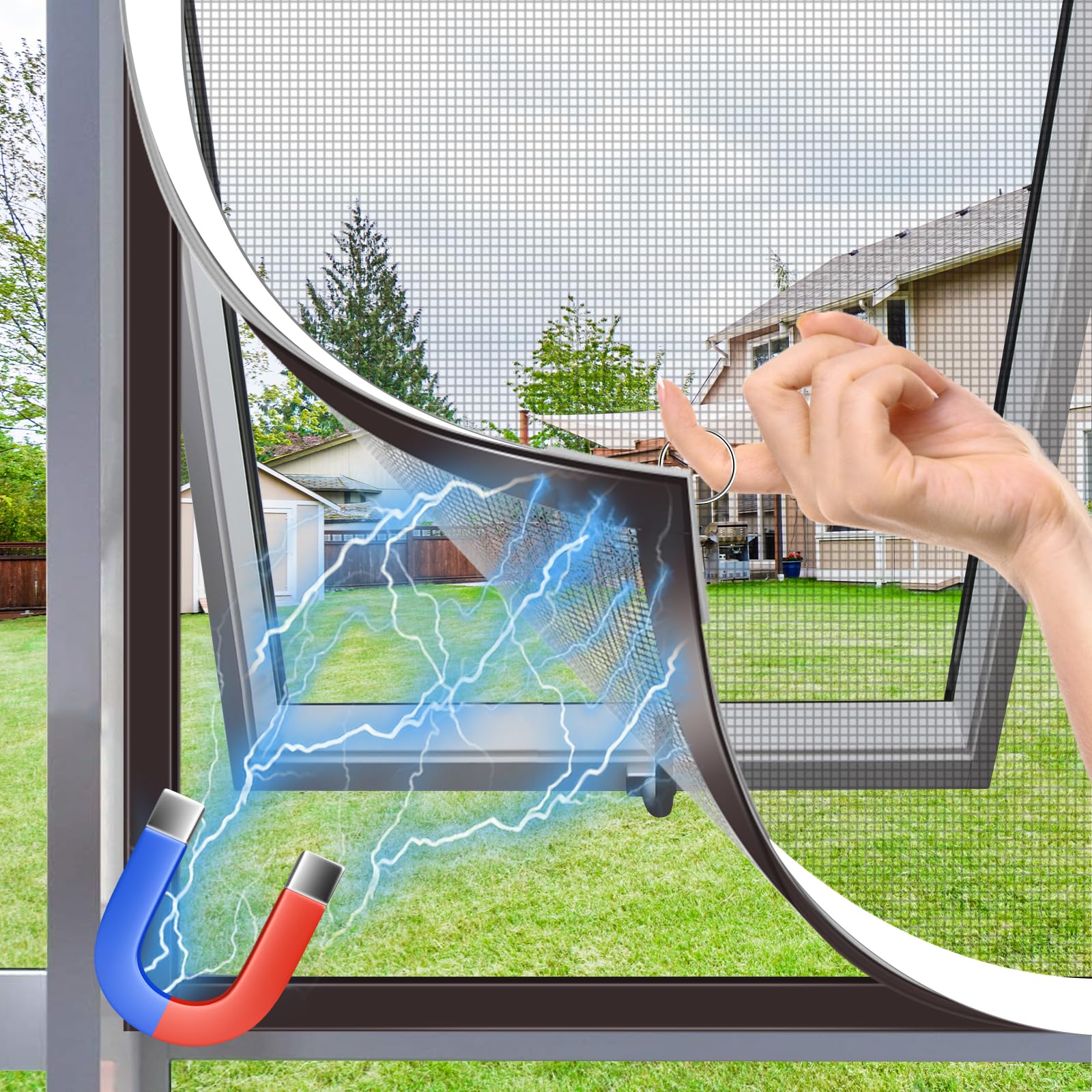 MLEJU Fliegengitter Fenster Magnet | Effektiver Insektenschutz mit einfachem Magnetrahmen