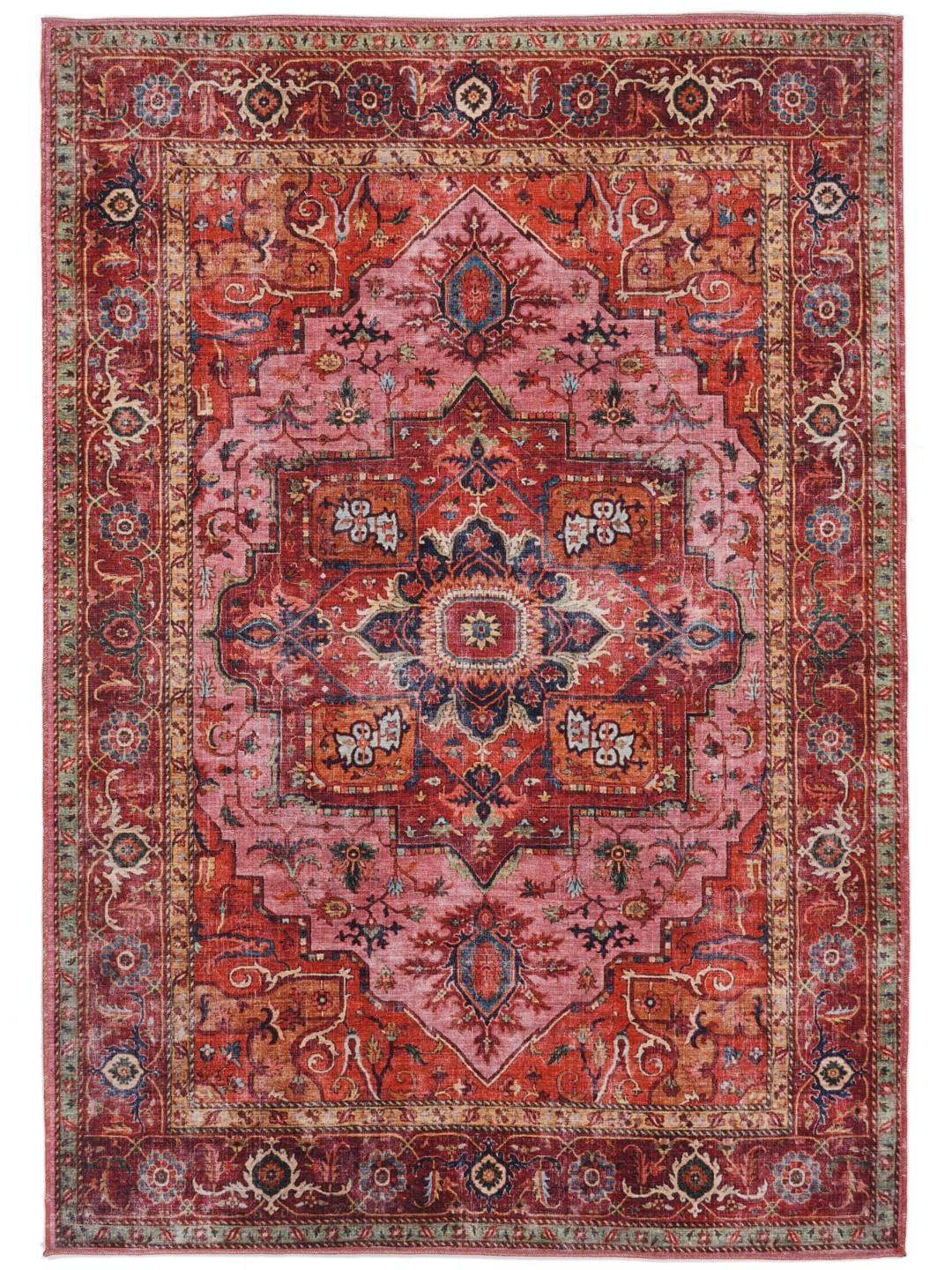 RugVista, Georgia Oriental, Rug, 200 x 300 cm, Rectangle, Short Pile, Modern, Oeko-TEX Standard 100, Living Room, Bedroom, Dining Room/Kitchen, Hallway, Office, Dry Clean Only, Red/Pink