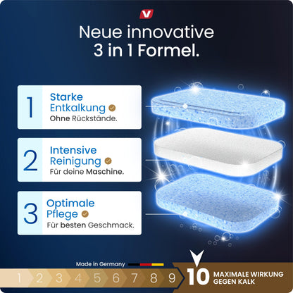 3-in-1 Entkalkungstabletten (55 Stück) für Kaffeevollautomaten & Kaffeemaschinen