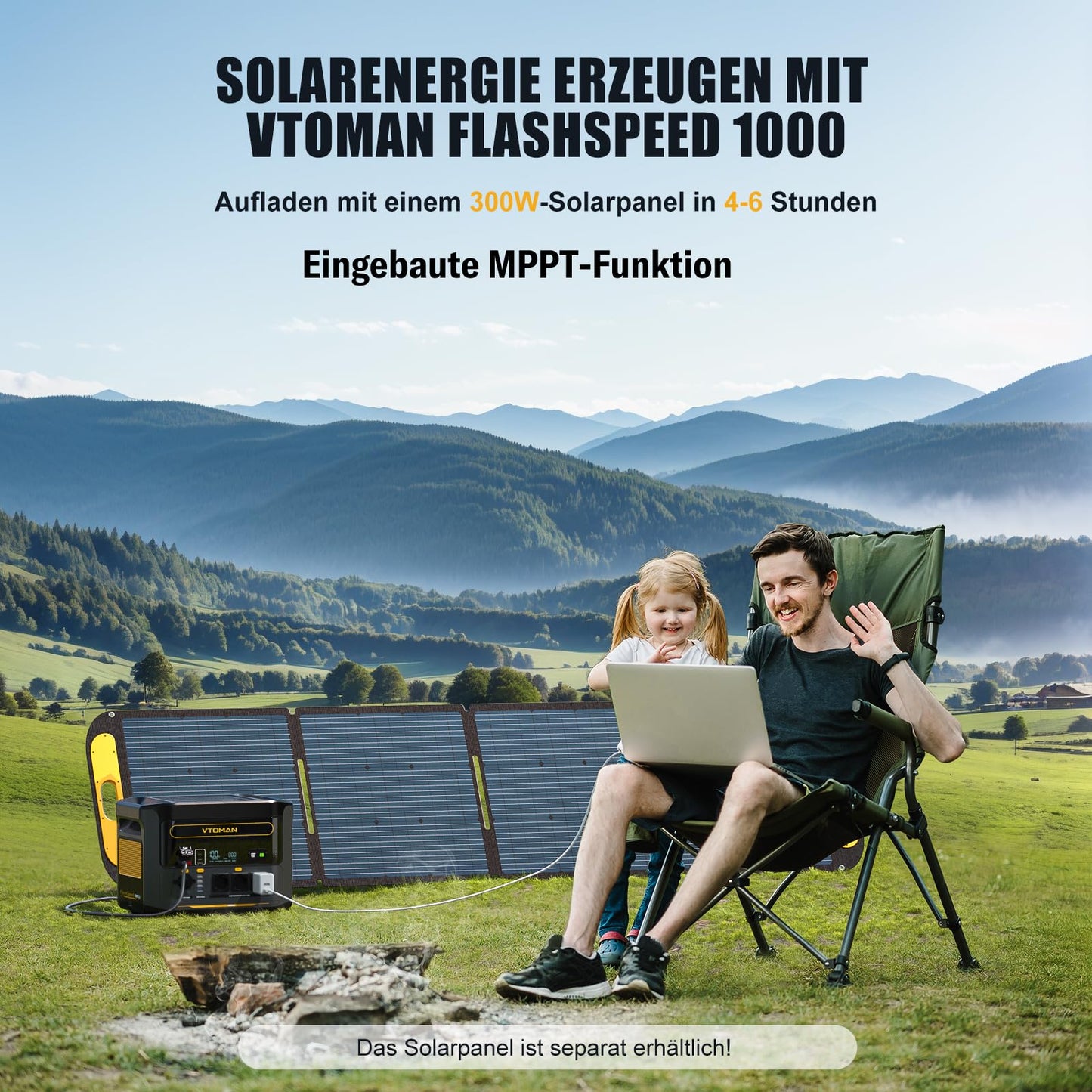 VTOMAN FlashSpeed 1000 Powerstation (2376Wh) Complete Set: 1h Fast Charging for Camping, Motorhome