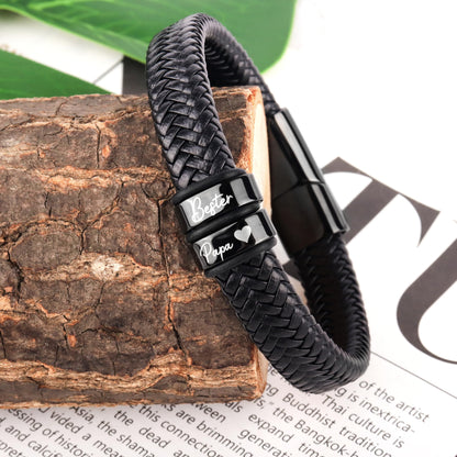 AN MEINEN PAPA Lederarmband mit Gravur für Vater-Geschenke zum Vatertag, Geburtstag